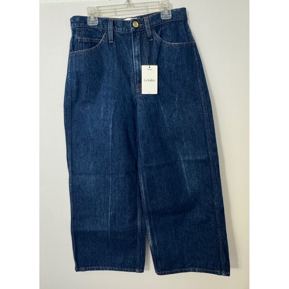 Frame Le Italien Wide Crop Jeans Womens 25 Vintage Blue High Rise Wide Leg Italy